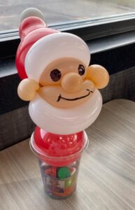 A balloon santa candy cup