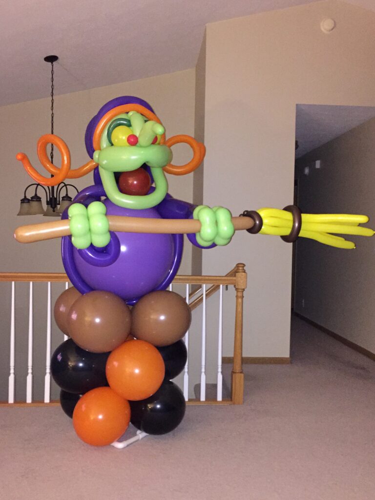 Tall standing witch balloon decoration